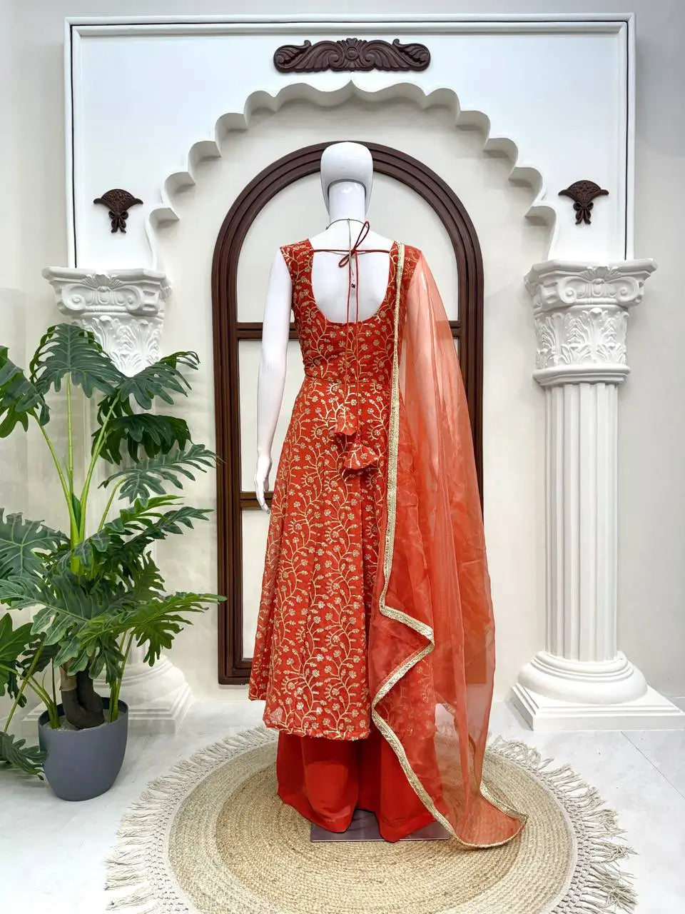 Embroidered Anarkali Gown Set for Festive and Wedding Occasions