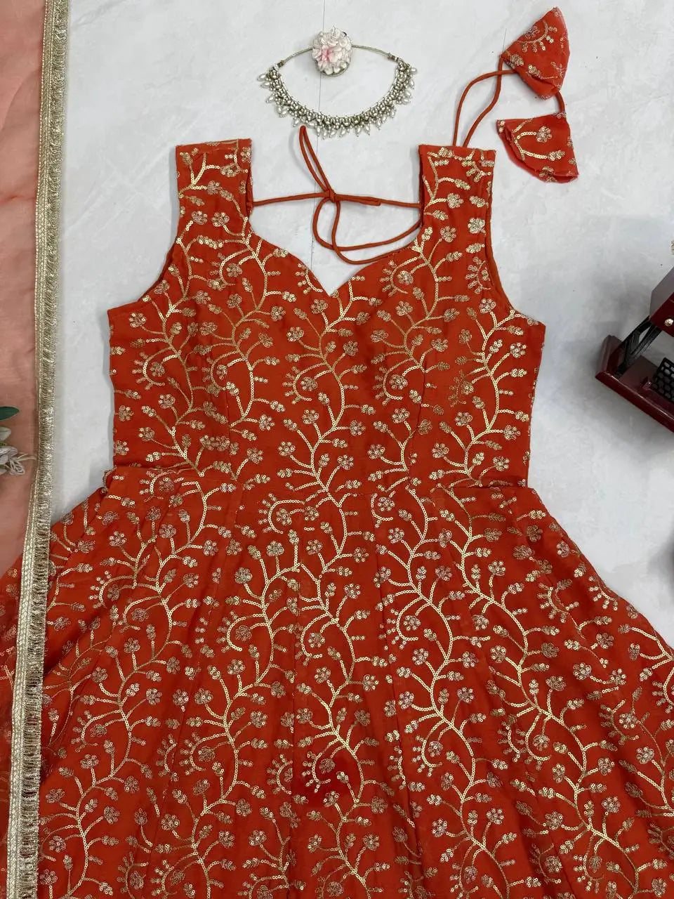 Embroidered Anarkali Gown Set for Festive and Wedding Occasions