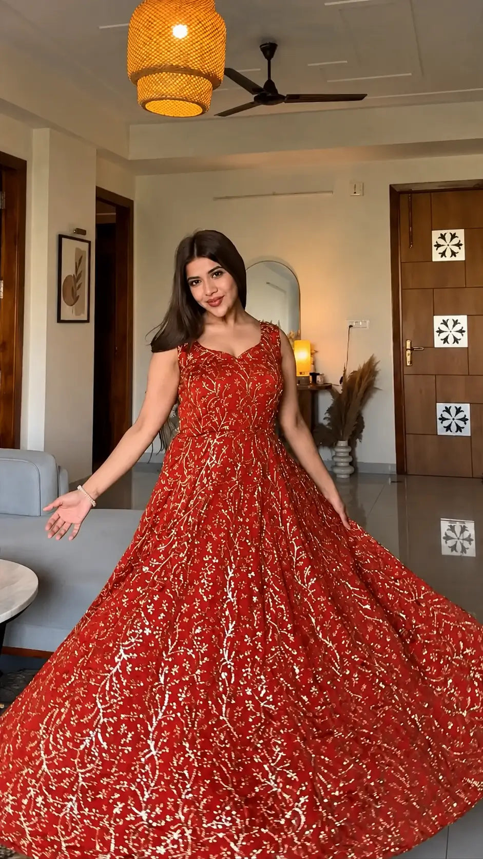 Embroidered Anarkali Gown Set for Festive and Wedding Occasions