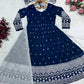 Embroidered Blooming Anarkali Gown Set with Dupatta