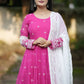 Embroidered Blooming Anarkali Gown Set with Dupatta