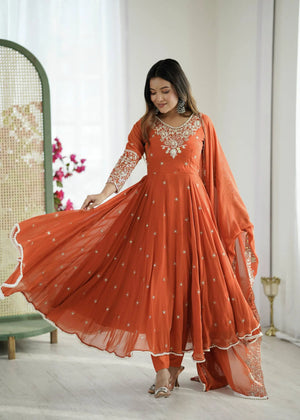 Embroidered Blooming Faux Anarkali Set