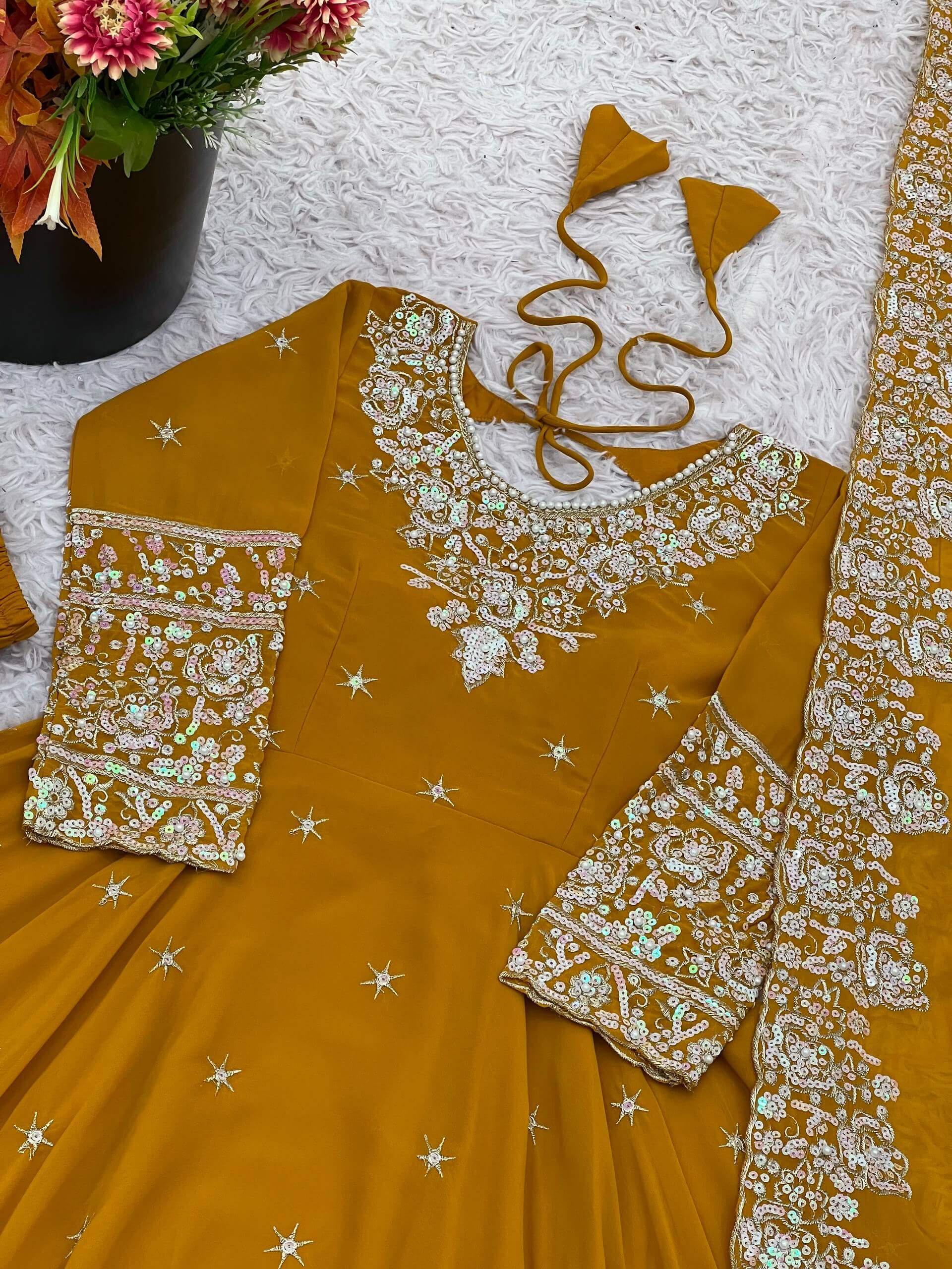 Embroidered Blooming Faux Anarkali Set