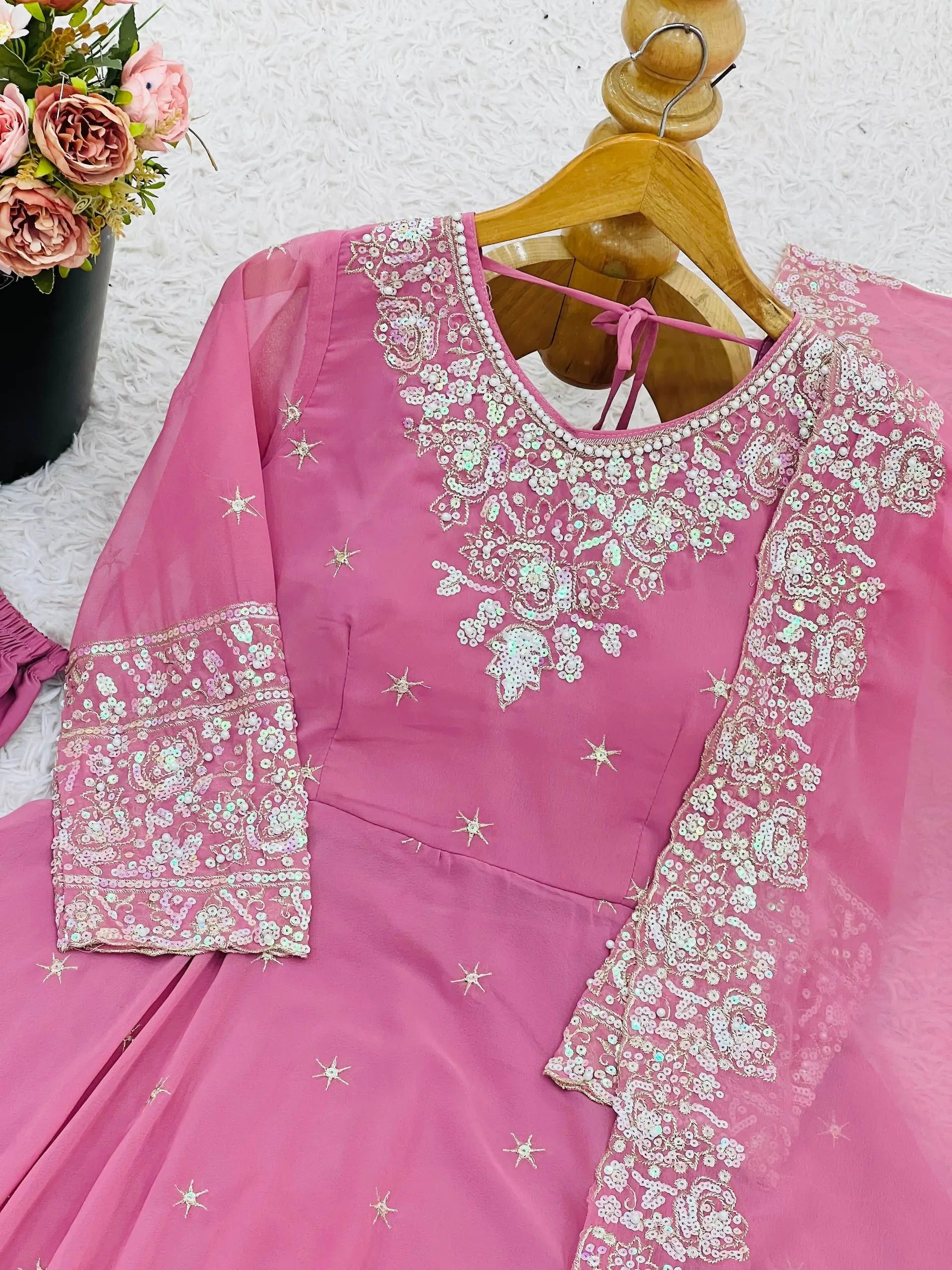 Embroidered Blooming Faux Anarkali Set