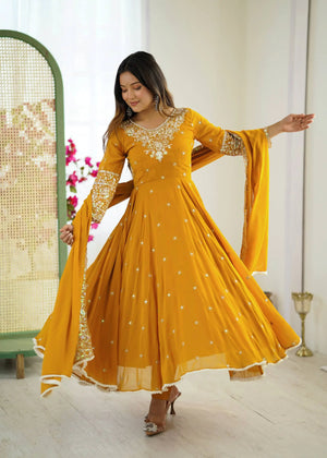 Embroidered Blooming Faux Anarkali Set