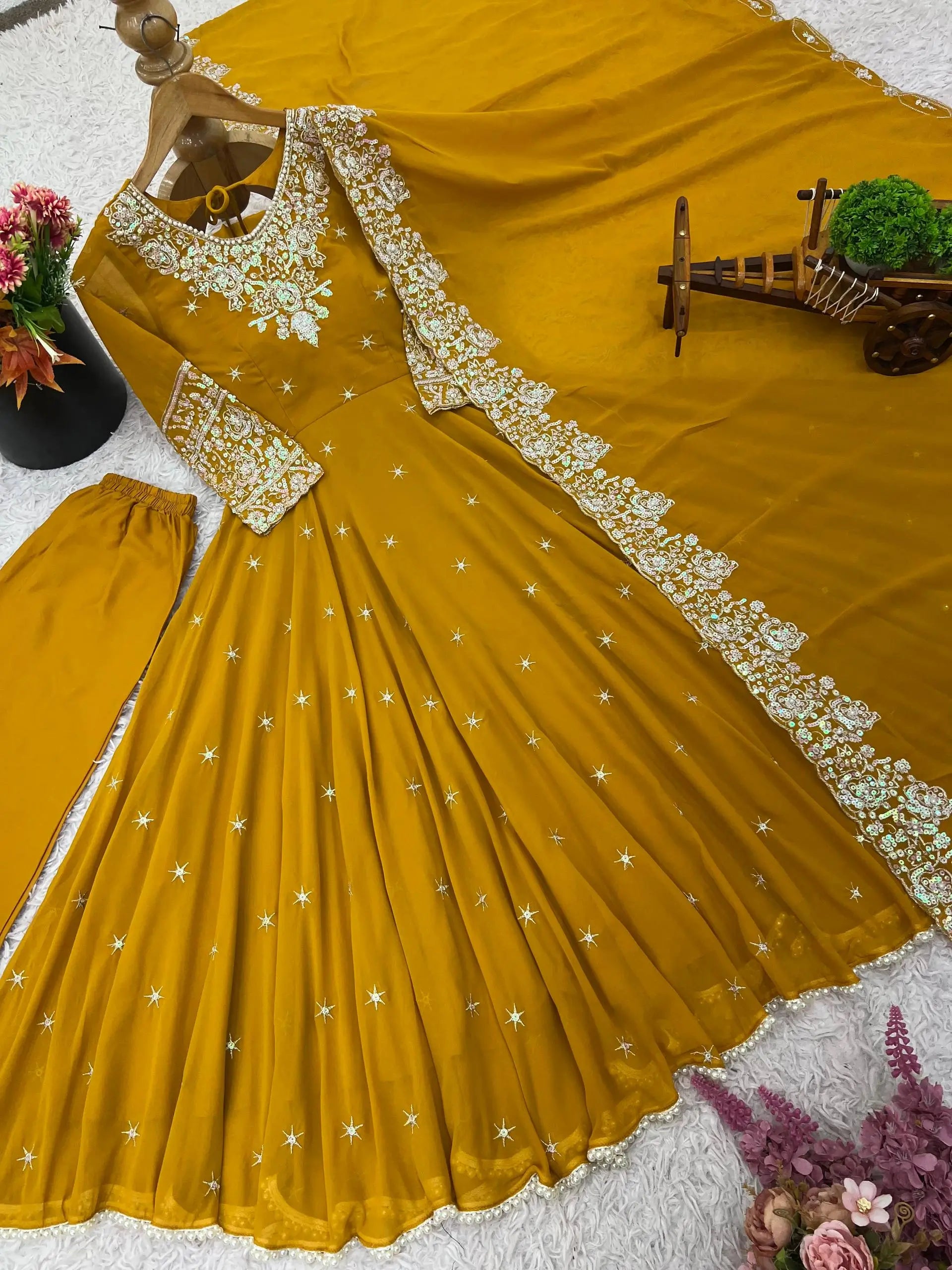 Embroidered Blooming Faux Anarkali Set