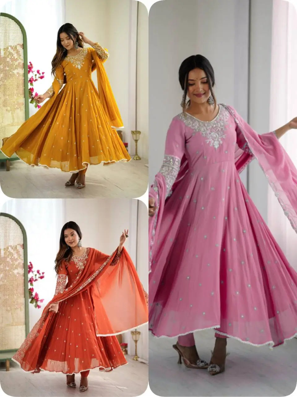 Embroidered Blooming Faux Anarkali Set