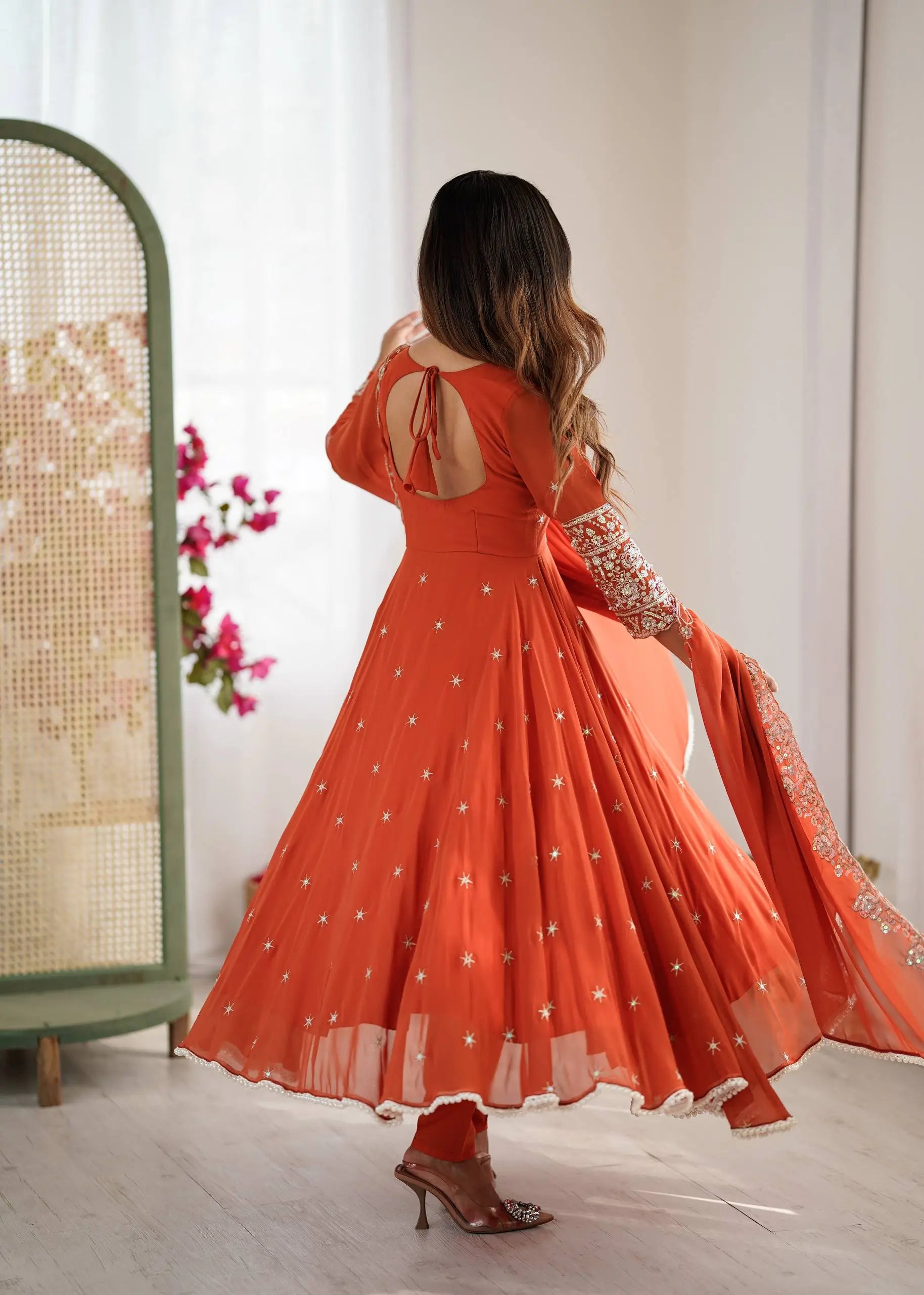 Embroidered Blooming Faux Anarkali Set