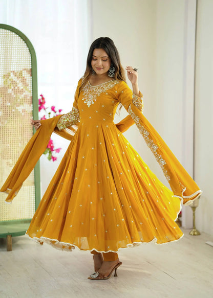 Embroidered Blooming Faux Anarkali Set