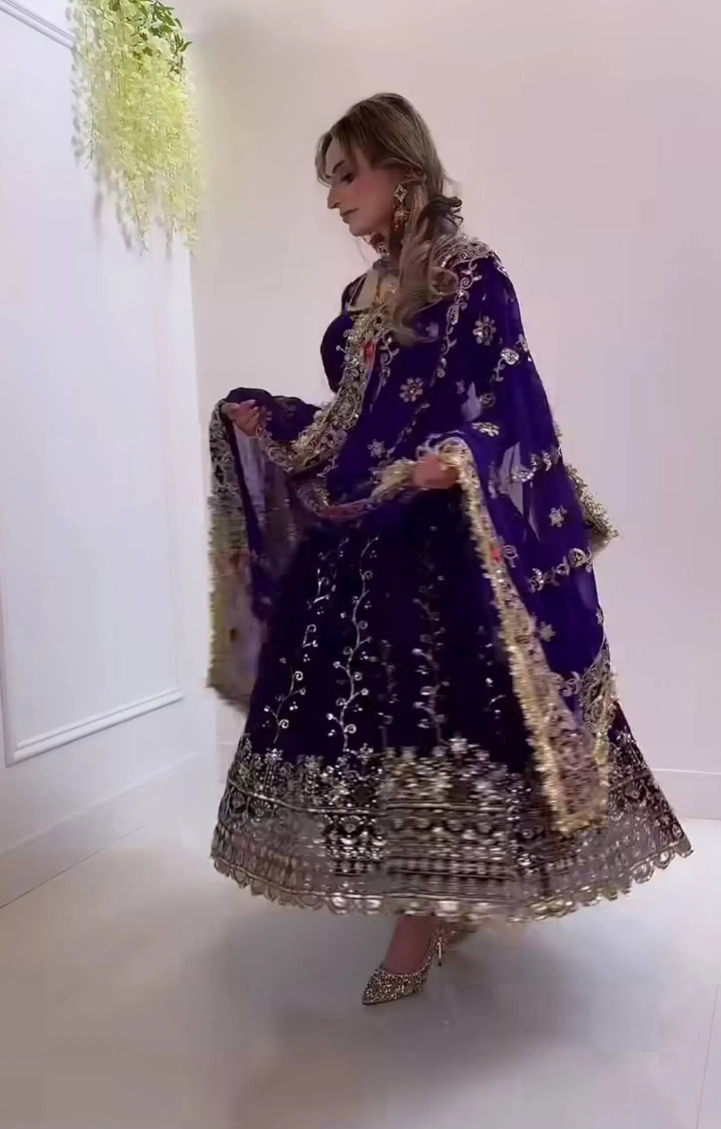 Embroidered Blooming Georgette Anarkali Suit Set