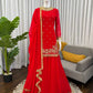 Embroidered C by C Faux Georgette Sharara Set with Dupatta
