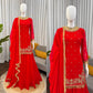 Embroidered C by C Faux Georgette Sharara Set with Dupatta