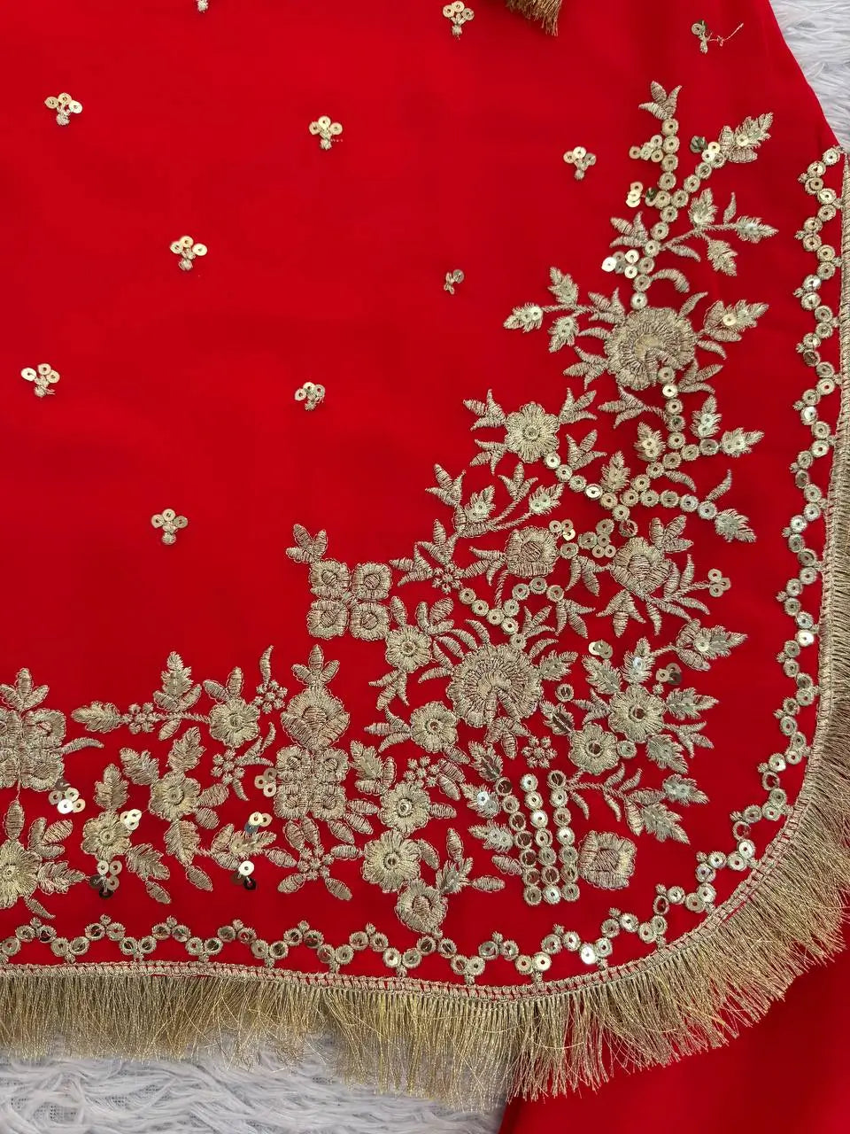Embroidered C by C Faux Georgette Sharara Set with Dupatta