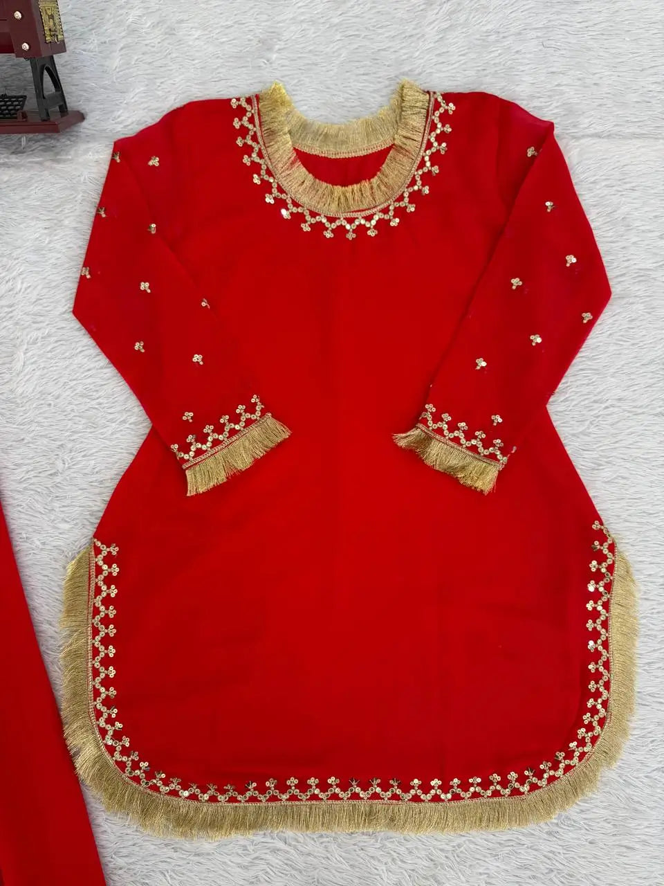 Embroidered C by C Faux Georgette Sharara Set with Dupatta