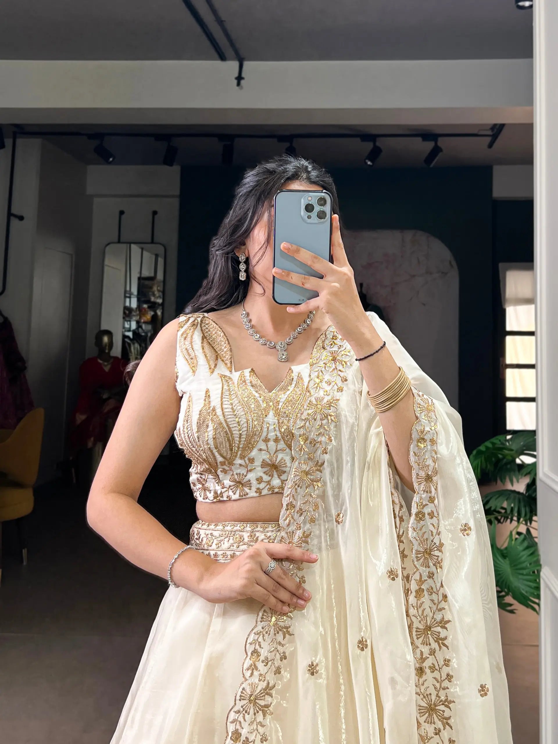 Embroidered Chanda Silk Lehenga Choli Set with Dupatta