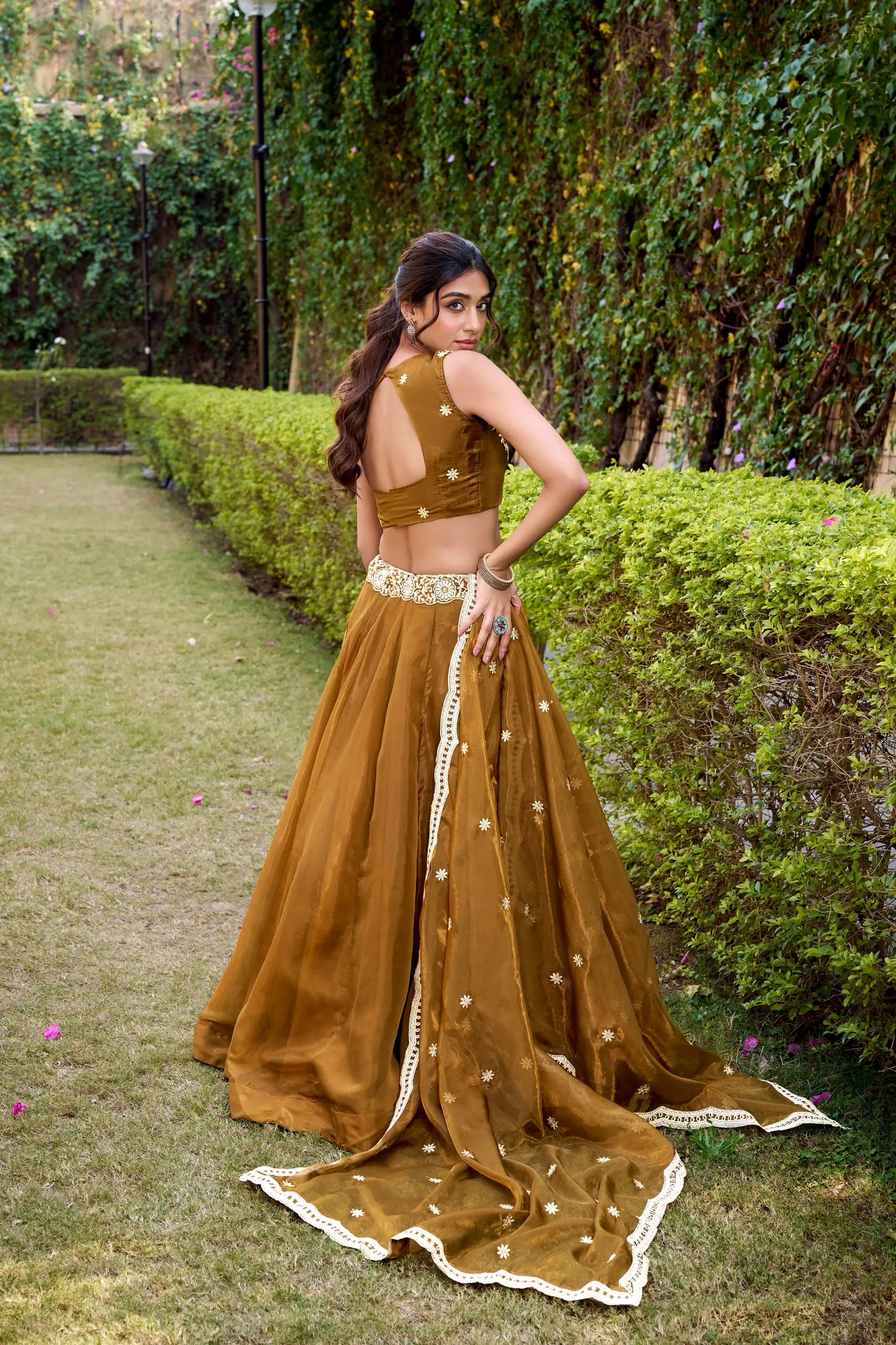 Embroidered Chanda Silk Lehenga Choli Set with Dupatta