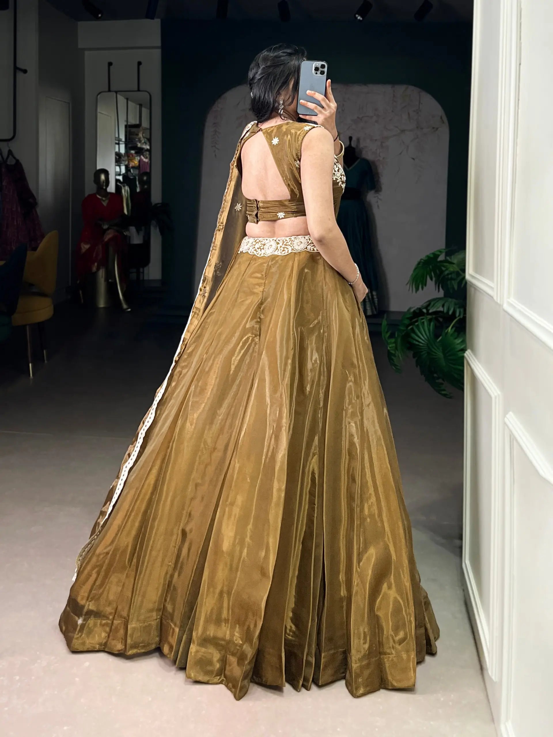 Embroidered Chanda Silk Lehenga Choli Set with Dupatta