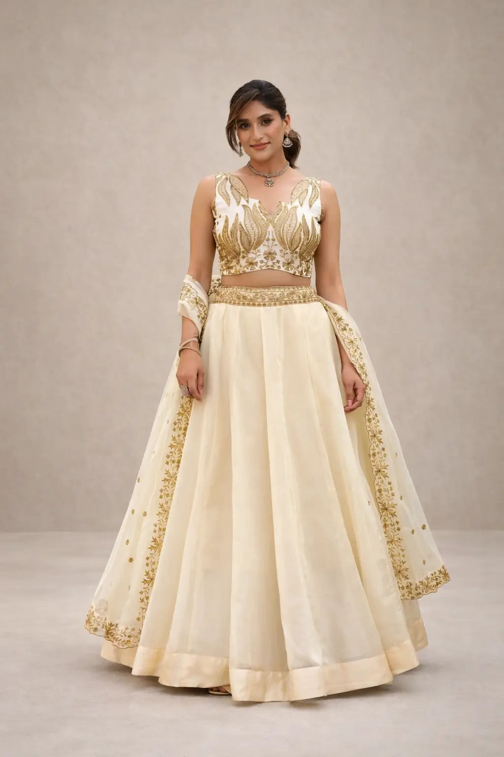 Embroidered Chanda Silk Lehenga Choli Set with Dupatta