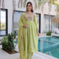 Embroidered Chanderi Gown Set for Festive and Wedding Occasions