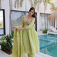 Embroidered Chanderi Gown Set for Festive and Wedding Occasions