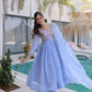 Embroidered Chanderi Gown Set for Festive and Wedding Occasions