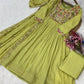 Embroidered Chanderi Gown Set for Festive and Wedding Occasions