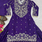 Embroidered Chinnon Silk Lehenga Set with Dupatta