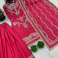 Embroidered Chinnon Silk Sharara Suit Set with Dupatta