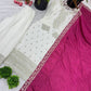 Embroidered Chinnon Silk Suit Set with Dupatta