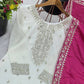 Embroidered Chinnon Silk Suit Set with Dupatta