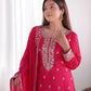 Embroidered Chinnon Silk Suit Set with Dupatta