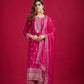 Embroidered Chinnon Silk Suit Set with Dupatta