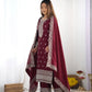 Embroidered Chinnon Silk Suit Set with Dupatta