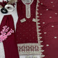 Embroidered Chinnon Silk Suit Set with Dupatta