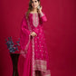Embroidered Chinnon Silk Suit Set with Dupatta