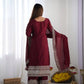 Embroidered Chinnon Silk Suit Set with Dupatta