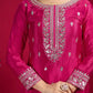 Embroidered Chinnon Silk Suit Set with Dupatta