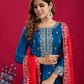 Embroidered Chinnon Silk Suit Set with Dupatta