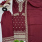 Embroidered Chinnon Silk Suit Set with Dupatta