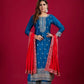 Embroidered Chinnon Silk Suit Set with Dupatta
