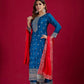 Embroidered Chinnon Silk Suit Set with Dupatta