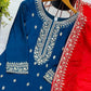 Embroidered Chinnon Silk Suit Set with Dupatta