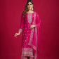 Embroidered Chinnon Silk Suit Set with Dupatta