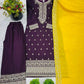 Embroidered Chinnon Silk Suit Set with Dupatta