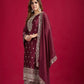 Embroidered Chinnon Silk Suit Set with Dupatta