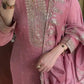 Embroidered Chinnon Silk Suit Set with Dupatta