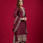 Embroidered Chinnon Silk Suit Set with Dupatta