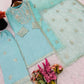 Embroidered Chinnon Silk Suit Set with Tissue Silk Dupatta