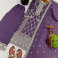 Embroidered Chinnon Straight Suit Set