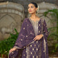 Embroidered Chinnon Straight Suit Set